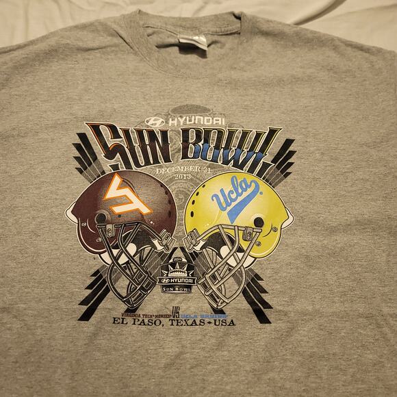 Hyundai Sun Bowl 2013 VT vs UCLA C Port & Company Football T Shirt Mens Size XL - Picture 1 of 9
